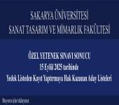 Özel Yetenek Sınavı 15 Eylül 2025 Tarihinde Yedek Listeden Kayıt Yaptırmaya Hak Kazanan Aday Listeleri