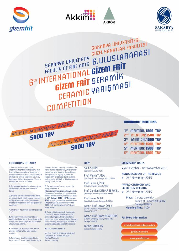 6th GIZEM FRIT CERAMICS COMPETITION 2015